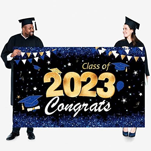 Класа На Позадина На Банери 2023 | Украси За Забави За Дипломирање 2023 Сина И Златна | Класа На 2023 Знак За Материјали За Забави За