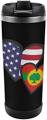 Преплетувачки срца Американски Оромо Ослободието предно знаме патувања кафе чаши со капаци изолирани чаши од не'рѓосувачки челик двојно wallидно