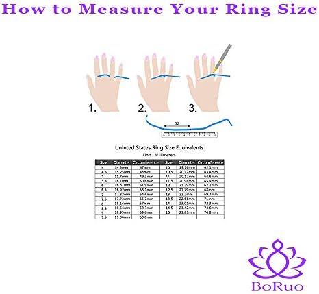 Boruo Sterling Silver Cubic Circonia Ring - Елегантна сребрена лента од 3мм - Стерлинг сребрени прстени за жени - совршени за
