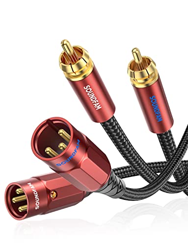 Soundfam Dual XLR до RCA кабел 5 стапки, премиум 2RCA машки до 2XLR машки неурамнотежен аудио кабел за интерконекција, 24K злато позлатено,