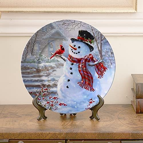 Каксун Божиќ Снежан кардинал Декоративна чинија гроздобер сликарство рачно изработени плочи за керамички украси за дневна соба,