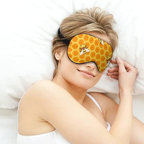 Yellowолтите пчели печатат маска за очи, блокирајќи ја маската за спиење со прилагодлива лента за работа за смена за спиење