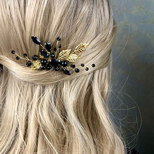 Kercisbeauty нешто зелена кристална златна коса чешел за свадбени невести рачно изработени додатоци за коса од лисја за танцување
