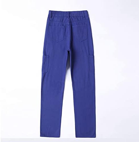 Женски фармерки панталони мода цврста боја лабава вклопена случајна панталона од панталони со панталони за џемпери