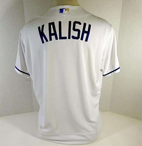 2020 година Канзас Сити Ројалс Рајан Калиш Игра издаде бел Jerseyерси ДГ Печ 48 21 - Игра користена МЛБ дресови