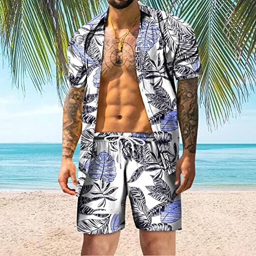 Bmisegm лето мажи пот, потти 2 парчиња сет за мажи лето моден рекреација Хаваи приморска празничка плажа дигитална 3Д панталона палто