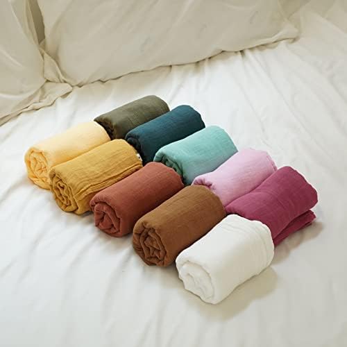 Chippi & Co Plain Muslin Swaddle ќебиња | Меко памучно бамбус ќебе за момчиња и девојчиња | Идеално унисекс новороденче и сет за