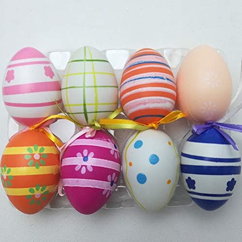 Амосфун Велигденски украси за домот 12 парчиња Велигденски декоративни јајца DIY печатени јајца шарени велигденски висечки