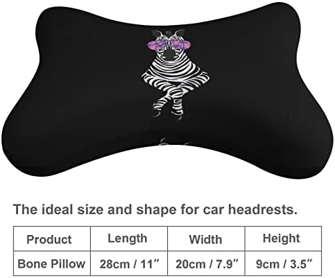 Кул зебра автомобил перница за вратот 2 парчиња удобна автоматска перница за глава од глава за дишење на меморија од пена перница за седишта за