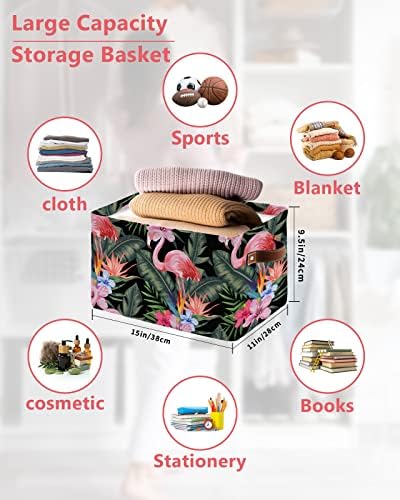 Корпа за складирање фламинго отпадоци за складирање декоративни тропски цветни растенија корпи за преклопување за играчки декоративни