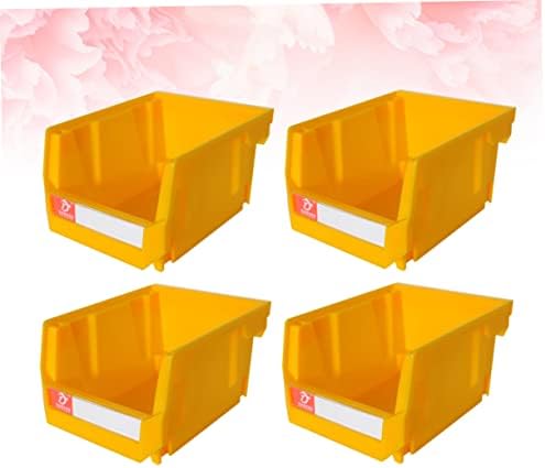 Кутија Tofficu 4PCS Пластична кутија за складирање на плочи за складирање гаражи за складирање кутија за складирање на плоча за пластични алатки