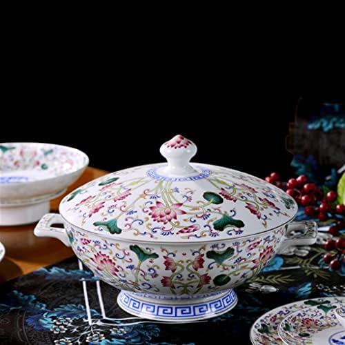 CDYD керамички чинии, плочи, лажици, сетови за прибор за јадење кинески семејни коски од кинески садови за ориз Домаќини за домаќинство