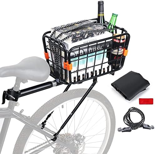 Велосипед заден решетка 165 lb Универзална корпа за велосипеди заден дел, алуминиумска легура заден решетка за велосипеди со бесплатен