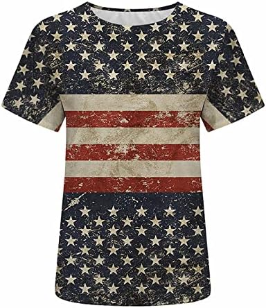 Дами салон маички кратки ракави врвови маички чамец врат американска лента за печатење на starвезди есен летни маички облеки трендовски