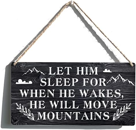 Нека спие за кога ќе се разбуди, ќе ги премести планините потпишување на фарма куќа дрвена висечка знак плакета ретро wallидна уметност декорација
