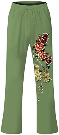 Дудубаби Јога панталони за машка памучна постелнина печатено влечење на лебава лабава удобни панталони панталони