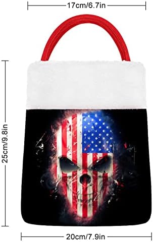 Американско Знаме Лути Череп Божиќни Чанти Симпатична Торбичка За Чување Торбички Џеб За Подарок За Бонбони Божиќно Дрво Виси Декоративно