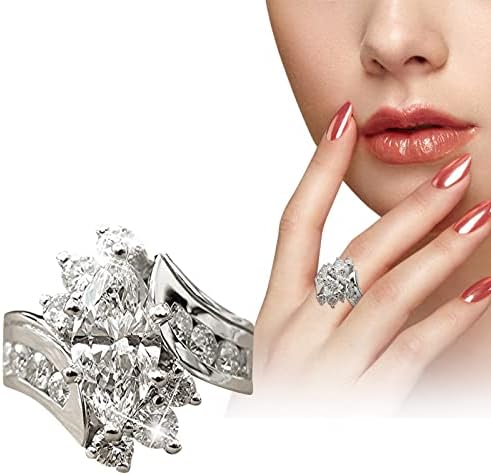 Womenените прекрасни дијаманти неправилни пенливи прстени прстени цирконија свадбени ангажман Накит 6 10 Чунки гроздобер прстени