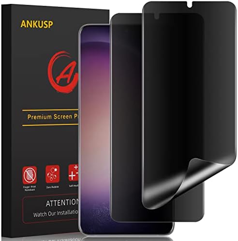 Ankusp [2 пакет] Galaxy S23 Plus Заштитник на екранот за приватност [Подобрено лепило] Флексибилен филм [Поддршка отклучување на отпечатоци
