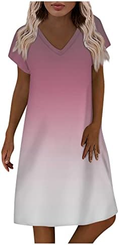 Ayasoенски Polенски Полка Дот Леопард Печати Краток ракав фустан V вратот во боја, лабава фустани, занишан фустан, кој е обичен