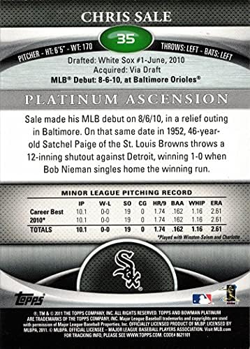 2011 Bowman Platinum Baseball 35 Cris Sale Rookie Card