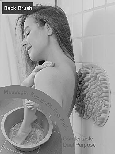 Ffth силиконска бања за бања четка за грб со топка со бања лесен за чистење и може да се залепи на wallидната масажа, кожата промовира циркулација