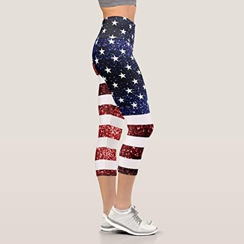 Обичај САД Пилатес хеланки исечени знаме Слаби печати кои трчаат по јога жени патриотски панталони панталони американска јога
