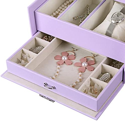 Кутија за накит за накит за девојчиња од 20 секции кутија за накит, кутија за организатор на накит со заклучување, екранот за складирање