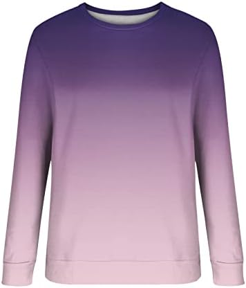Emенски есен зимски моден градиент за печатење на џемпер без аспиратор со долги ракави пулвер џемпер женски дуксери преголеми