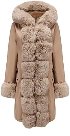 Womenените плус големина зимски палто дебело излез од кадифен со качулка, топло рово