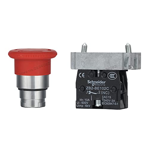 Прекинувач за копче за итни случаи 22мм, црвен прекинувач за капаче од печурки 1NC XB2-BS542C