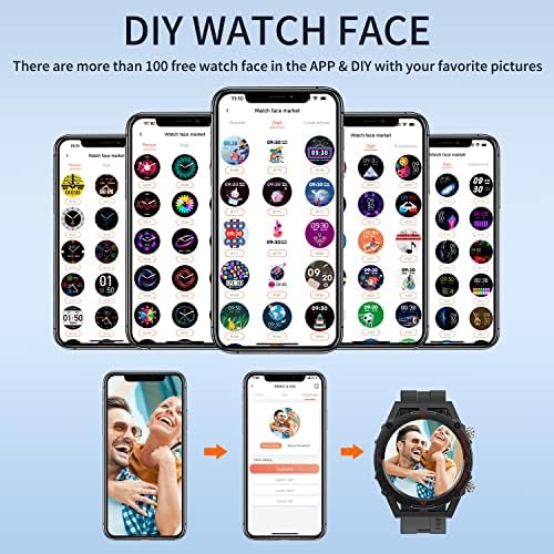 Паметни часовници на Kingstar за мажи, 1.32 Смарт часовник на екран на допир со текст и повик за телефони со Android iOS, часовник за