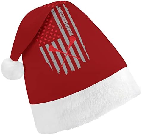 Лакрос Американско Знаме Божиќна Капа Персонализирана Капа На Дедо Мраз Смешни Божиќни Украси