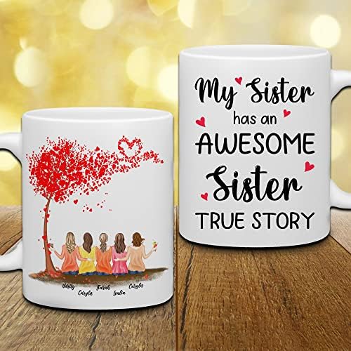Whidobe Персонализирана сестра кригла - Прилагодена сестра кафе кригла со аватари, имиња, цитати, прилагодено роденденски подарок