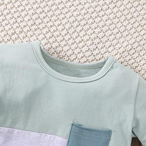 Облека за бебешки момче со долги ракави со долги ракави шарени екипаж маица врвот + цврсти панталони за влечење поставени облеки за новороденчиња за новороденчиња