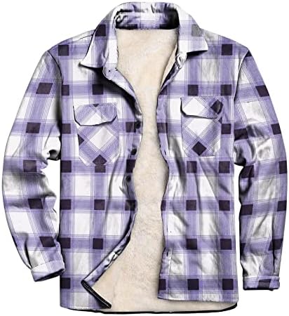 Менс есен и зимска модна лежерна пескава карирана џеб јагнешко јагне композитно топло палто 3xl јакни за мажи