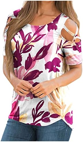Шарела краток ракав ладно рамо блузи за тинејџерско девојче чамец врат графички лабава вклопување клучеви за блузи маички женски Q3