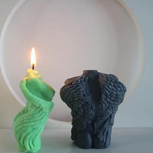 АМСС 2 парчиња 3Д Ангелски свеќа, калапи за свеќи, мажи и женски ангелски статуа силиконски свеќа, епоксидна смола, леана сапуница за