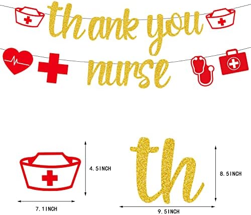 Голем златен сјај благодарам медицинска сестра банер, медицинска медицинска сестра Недела за дипломирање на партии за украси, Национален