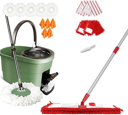 Mastertop Spin Mop и кофа со сет на Wringer и Microfiber Mop за чистење на подот