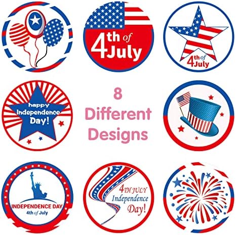 Лнглат 500 парчиња Налепници За Американско Знаме, 8 Типа Дизајни Налепници За Денот На Независноста, 1,5 Инчен Патриотски Ролна За
