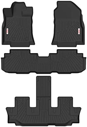 Mats Rillec Floor 3 Row Постави црно прилагодено вклопување за 7 седишта 2019-2023 Subaru Ascent, All Weather Garder Heavy Duty водоотпорен