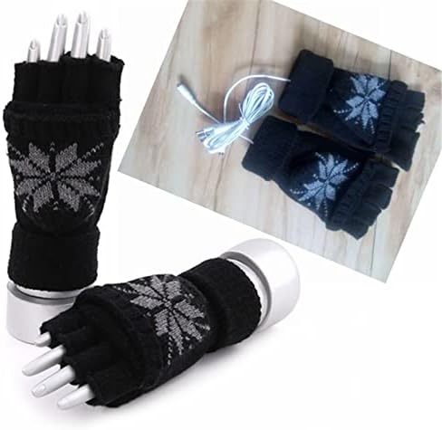 Qvkarw USB ракавици ладни зимски загреани нараквици плетени врски печати затворени топло унисекс ракавици Божиќна работа заштита