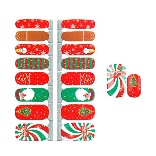 Silpecwee 5 листови Божиќни нокти за нокти за жени празници за нокти Полски налепници се држат на ленти за полски ленти за само-лепете ги ноктите
