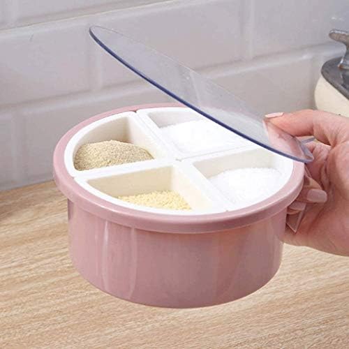 Mgwye пластична домаќинство за зачинување кутија мултифункционална сол шекер шеќер кујна кујна зачини за зачинување четири решетки