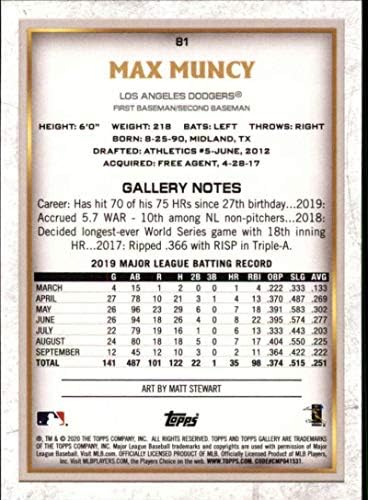 2020 Бејзбол Топс Галерија 81 Макс Мунси Лос Анџелес Доџерс Официјална трговска картичка MLB Walmart Exclusive