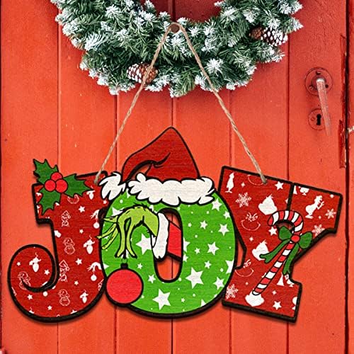 Божиќен дрвен знак што виси декорација-радост Божиќна дрвена врата виси материјали за зима 2022 Божиќна декорација