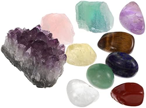 Исцелите кристални природни чакра камења кристали поставени 10 парчиња природни груби јога кристали за балансирање на медитација