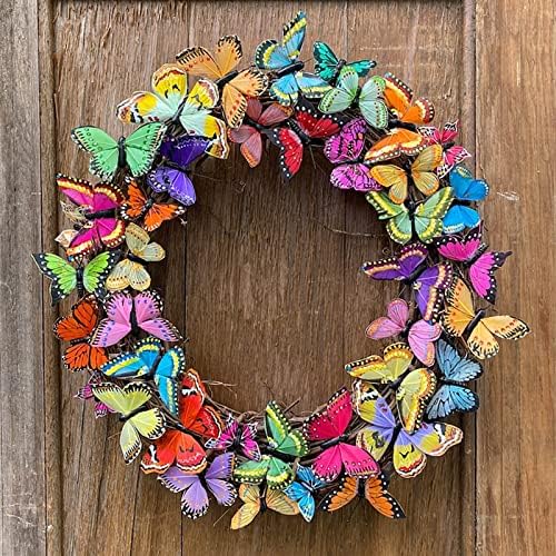 Свежи венци убави пеперутки за пролетна врата украс градинарски декоративни пеперутки венец Божиќ затворен венец