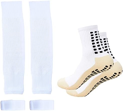 Машки фудбалски чорапи без лизгање топката против лизгање чорапи, ракави за штитници, ленти за стража, ленти за стража за фудбал